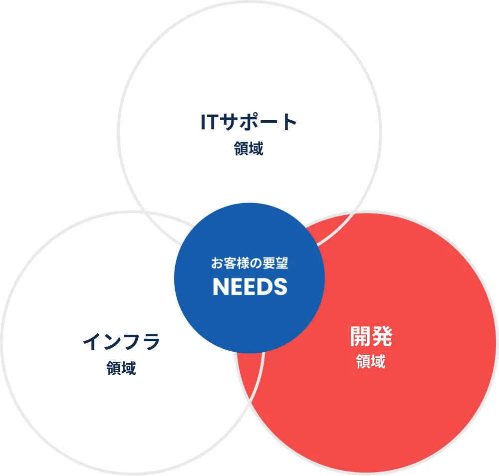 ITサポート領域 インフラ領域 開発領域 お客様の要望 NEEDS