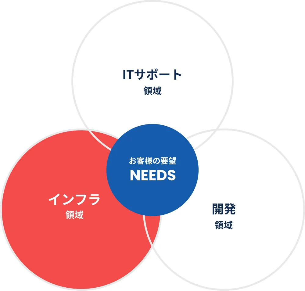 ITサポート領域 インフラ領域 開発領域 お客様の要望 NEEDS