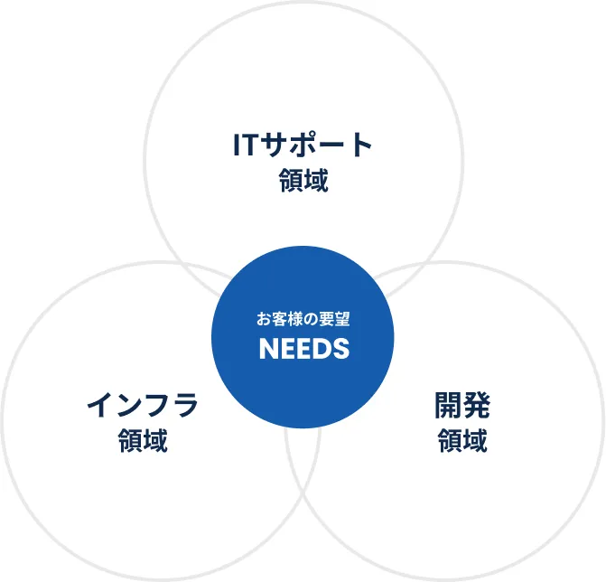 ITサポート領域 インフラ領域 開発領域 お客様の要望 NEEDS